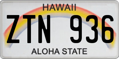 HI license plate ZTN936