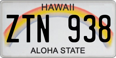 HI license plate ZTN938
