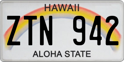 HI license plate ZTN942