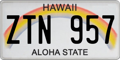 HI license plate ZTN957