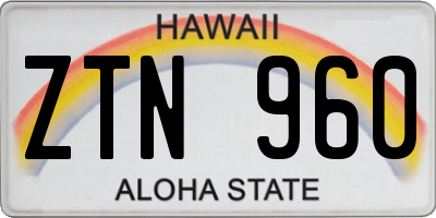 HI license plate ZTN960