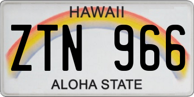 HI license plate ZTN966
