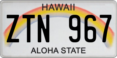 HI license plate ZTN967
