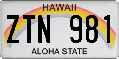 HI license plate ZTN981