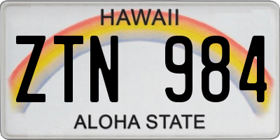 HI license plate ZTN984