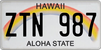 HI license plate ZTN987