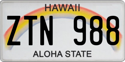 HI license plate ZTN988