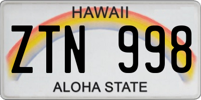 HI license plate ZTN998