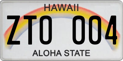 HI license plate ZTO004
