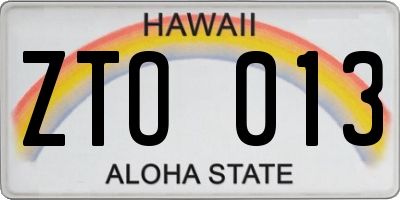 HI license plate ZTO013