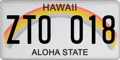 HI license plate ZTO018