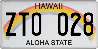 HI license plate ZTO028