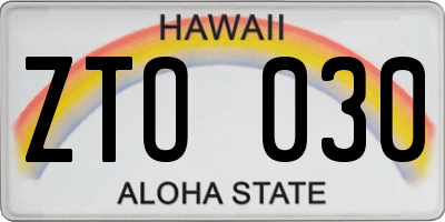 HI license plate ZTO030