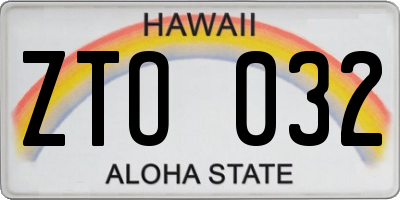 HI license plate ZTO032