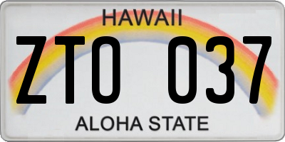 HI license plate ZTO037