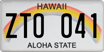 HI license plate ZTO041