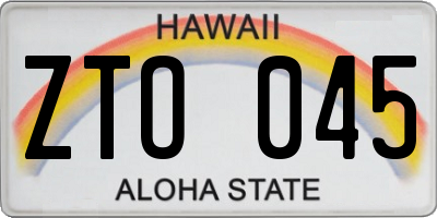 HI license plate ZTO045