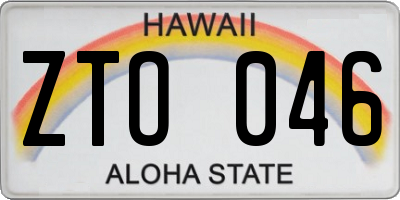 HI license plate ZTO046