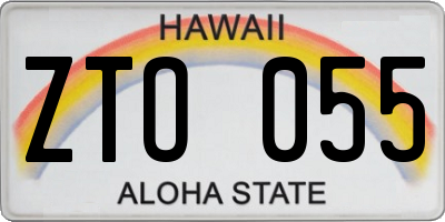 HI license plate ZTO055