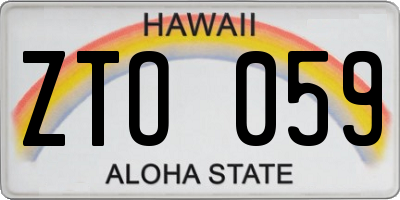 HI license plate ZTO059