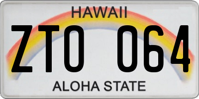 HI license plate ZTO064