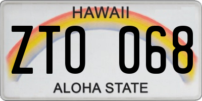 HI license plate ZTO068