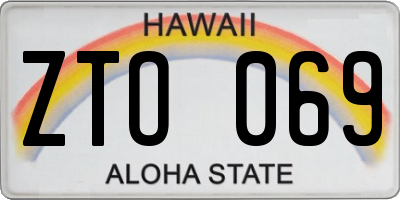 HI license plate ZTO069