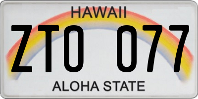 HI license plate ZTO077