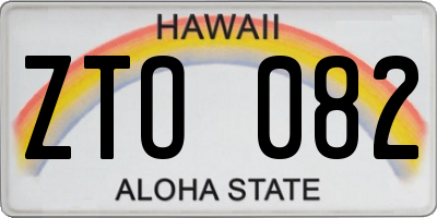 HI license plate ZTO082