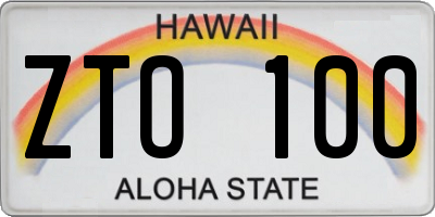 HI license plate ZTO100