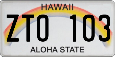 HI license plate ZTO103
