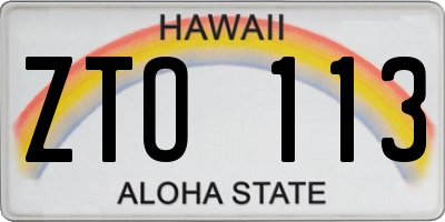 HI license plate ZTO113