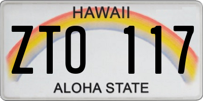 HI license plate ZTO117