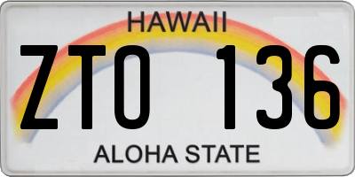 HI license plate ZTO136
