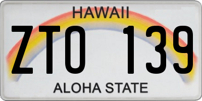 HI license plate ZTO139
