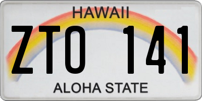 HI license plate ZTO141