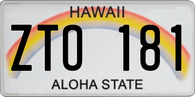 HI license plate ZTO181