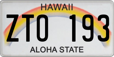 HI license plate ZTO193