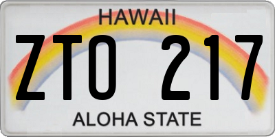 HI license plate ZTO217
