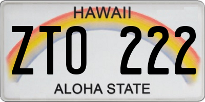 HI license plate ZTO222