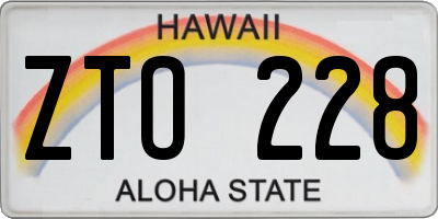 HI license plate ZTO228
