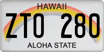 HI license plate ZTO280