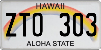 HI license plate ZTO303