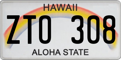 HI license plate ZTO308