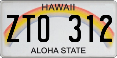 HI license plate ZTO312