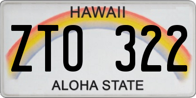 HI license plate ZTO322