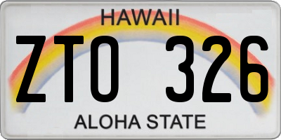 HI license plate ZTO326