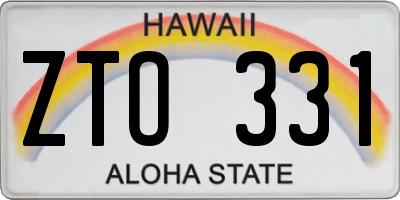 HI license plate ZTO331