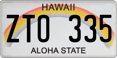 HI license plate ZTO335