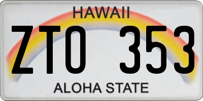 HI license plate ZTO353